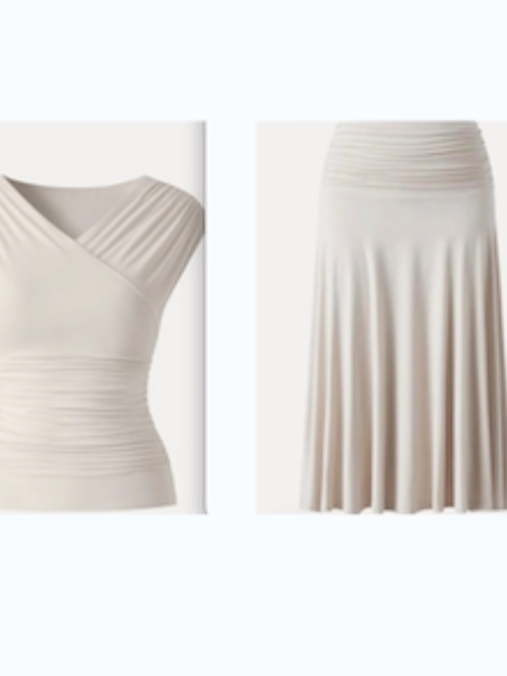 Ogl Set Brami Ruched BraTop and Side Ruched A-line Midi Skirt NWOT  Color is Fog